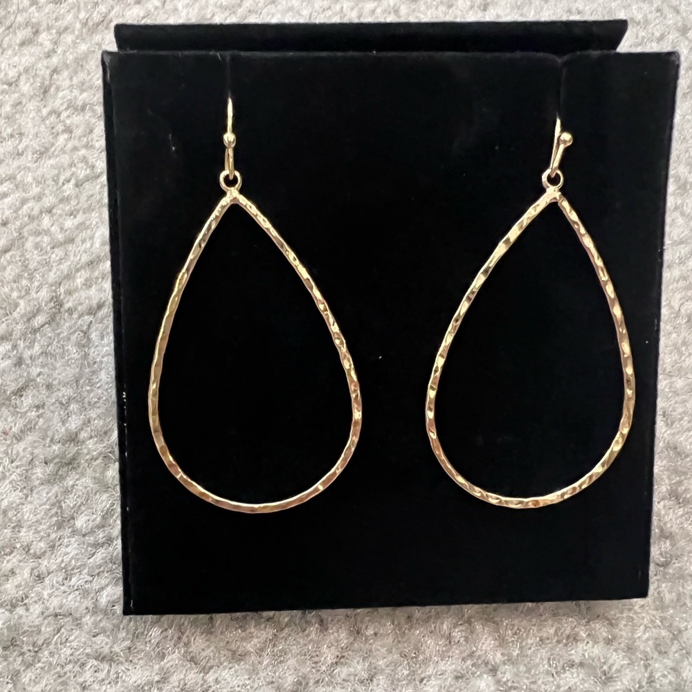 Delicate Gold Plated Hammered Teardrop Earrings